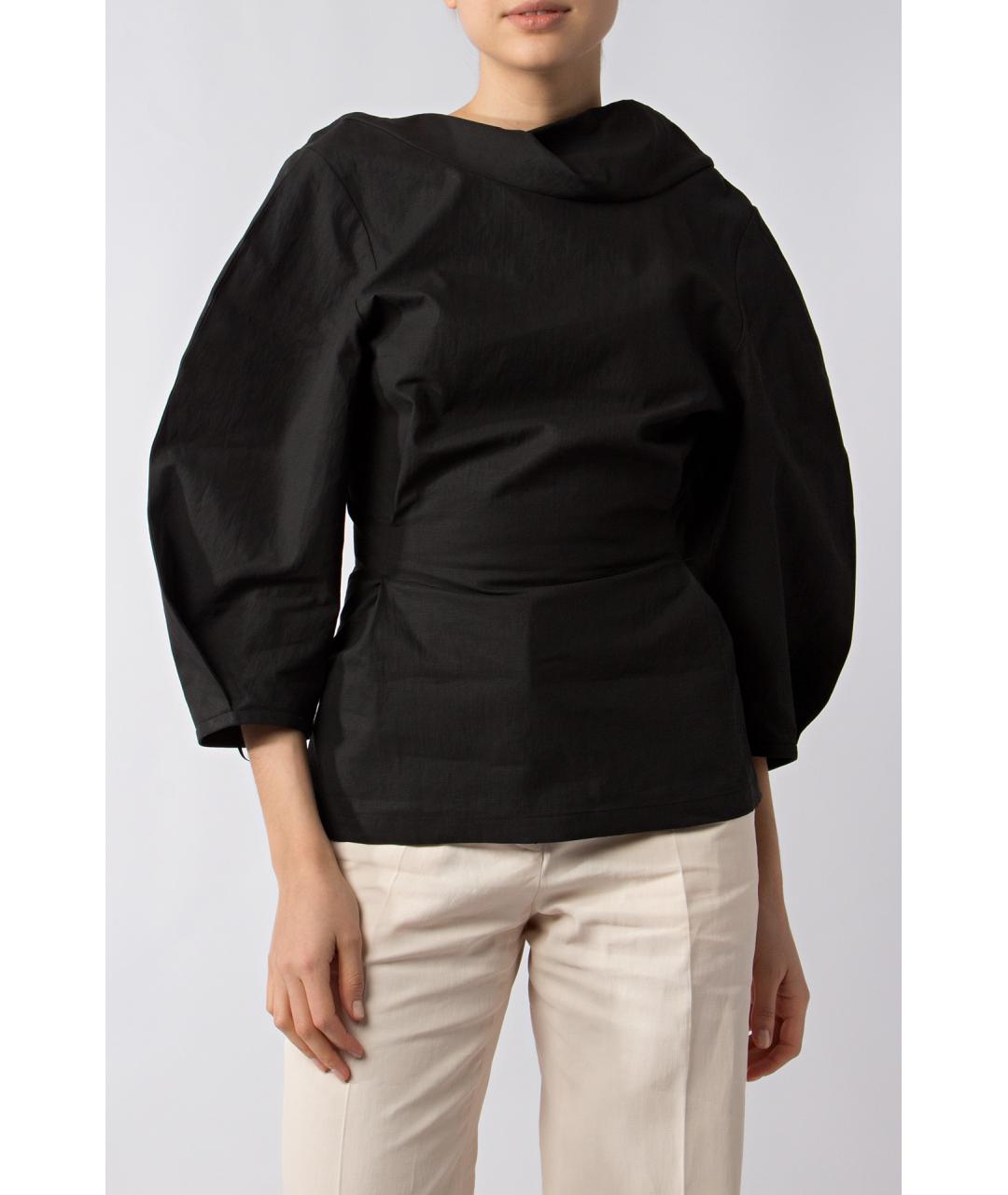 JIL SANDER Черная льняная блузы, фото 2