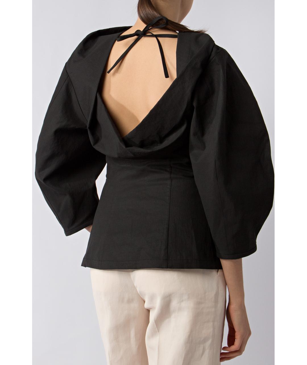 JIL SANDER Черная льняная блузы, фото 4