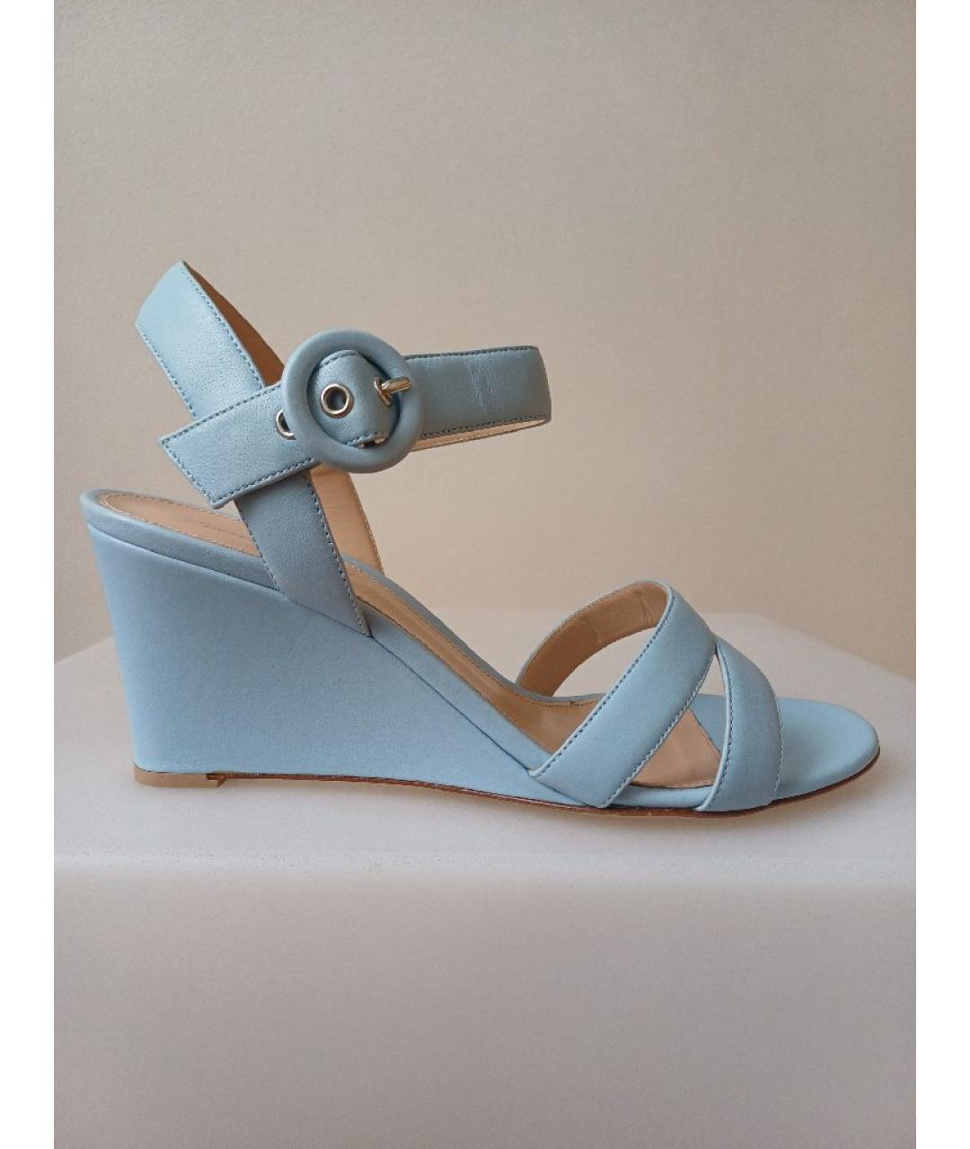 GIANVITO ROSSI Голубые кожаные босоножки, фото 9