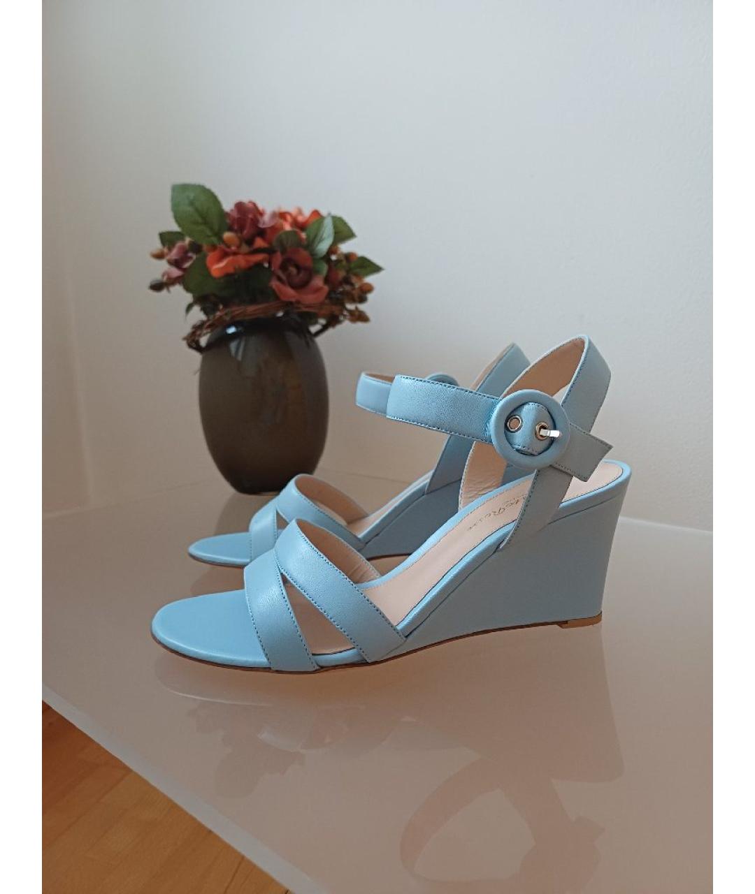 GIANVITO ROSSI Голубые кожаные босоножки, фото 2