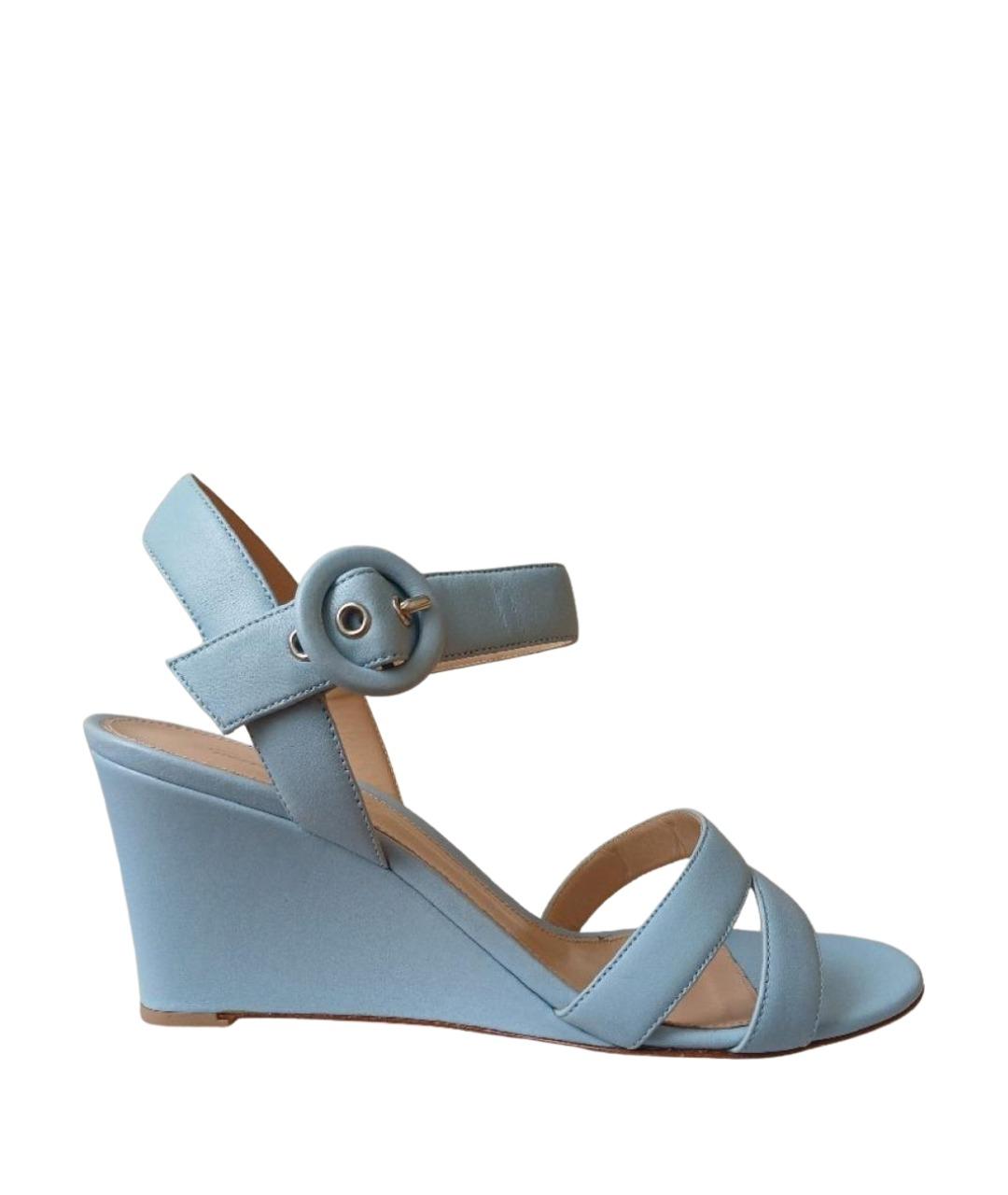 GIANVITO ROSSI Голубые кожаные босоножки, фото 1