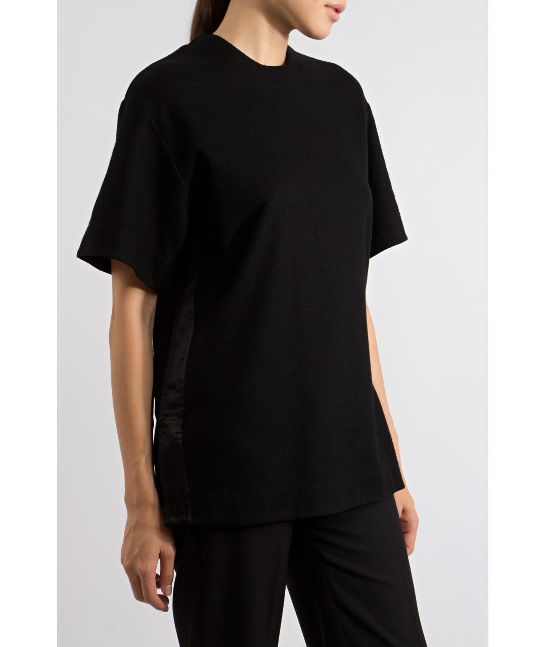 JIL SANDER Черная шерстяная футболка, фото 3