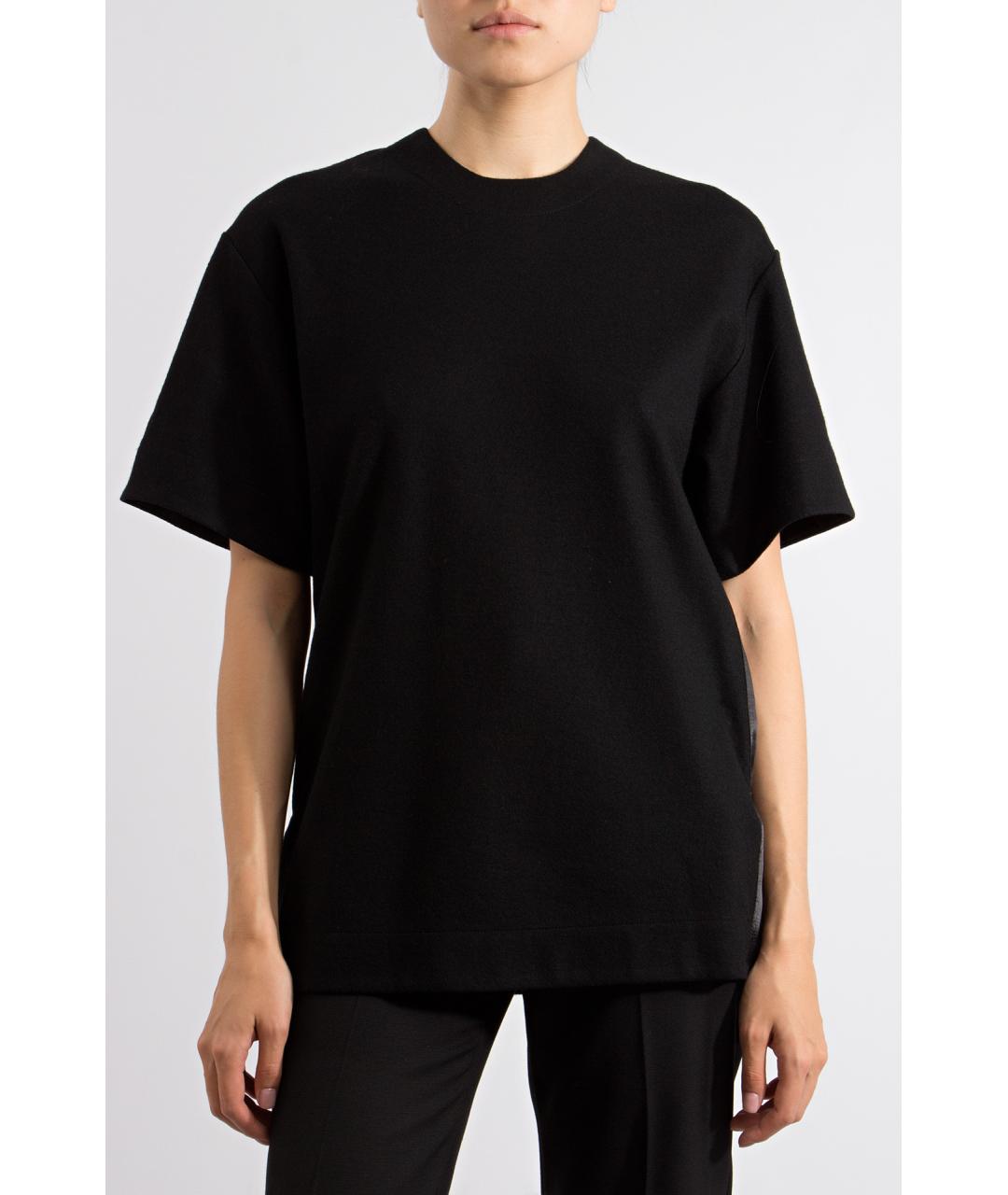 JIL SANDER Черная шерстяная футболка, фото 2