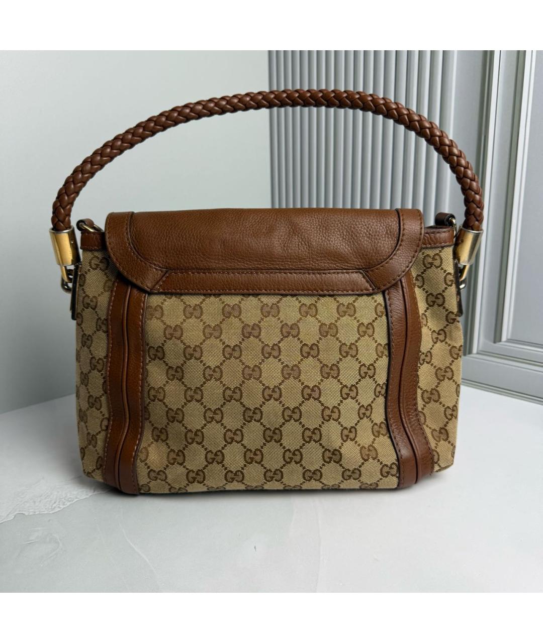 GUCCI Бежевая тканевая сумка с короткими ручками, фото 2