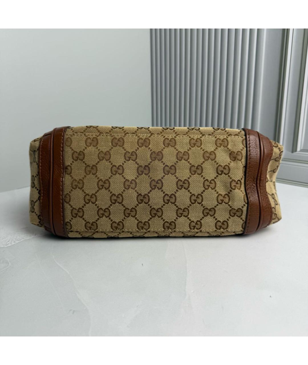 GUCCI Бежевая тканевая сумка с короткими ручками, фото 3