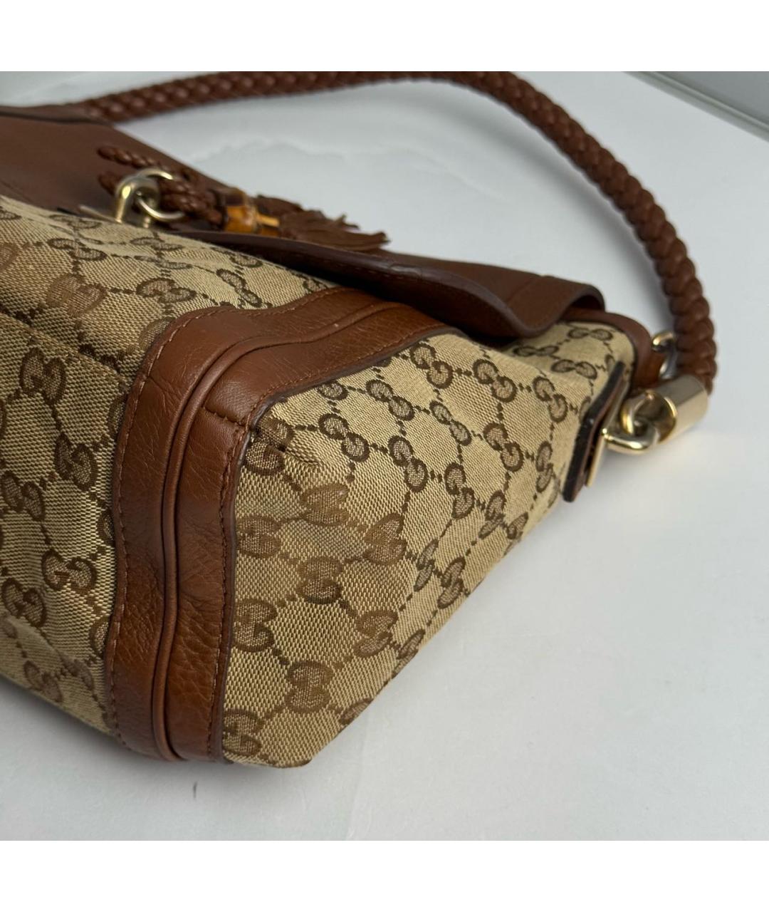 GUCCI Бежевая тканевая сумка с короткими ручками, фото 5