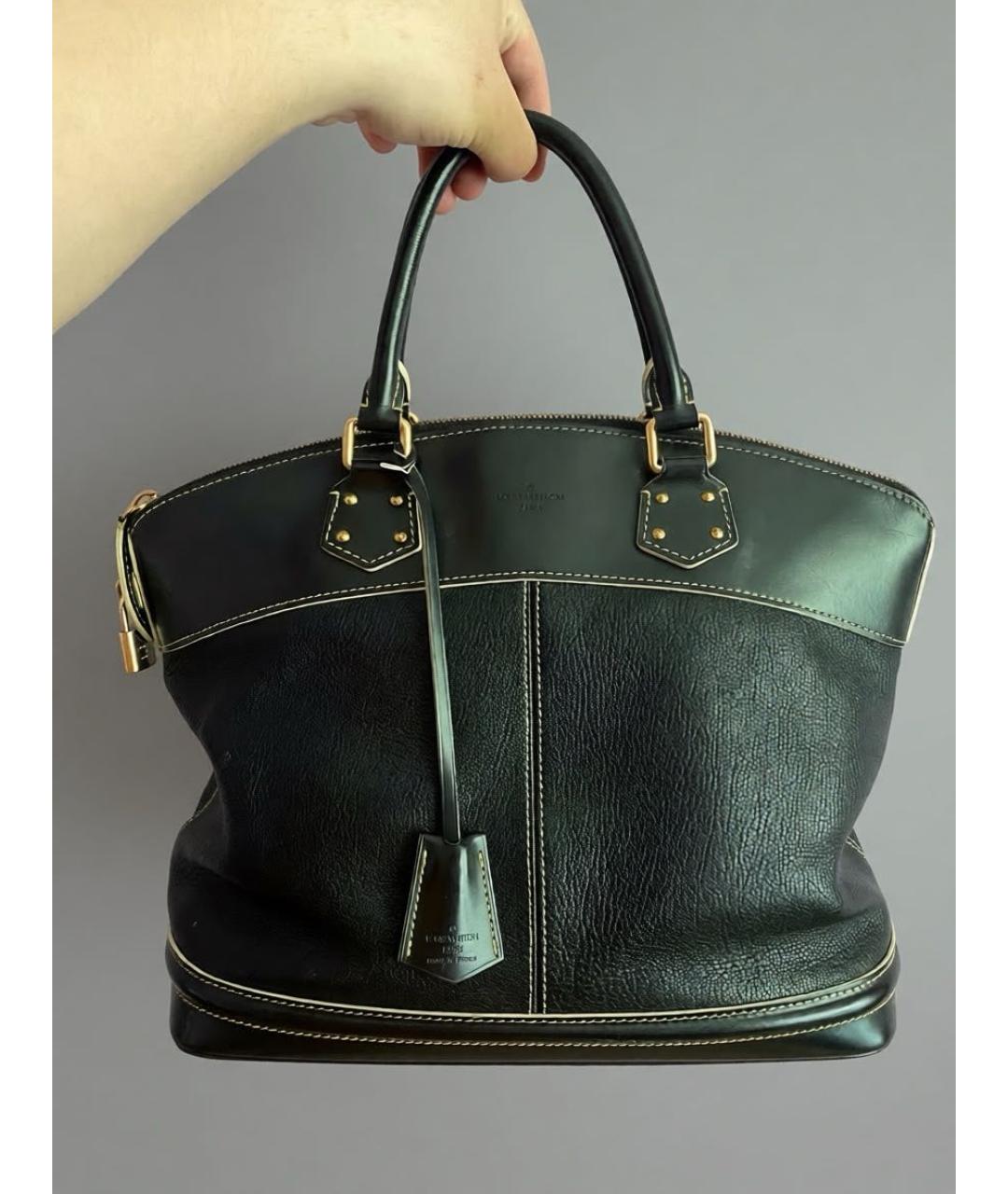 LOUIS VUITTON Черная кожаная сумка с короткими ручками, фото 8