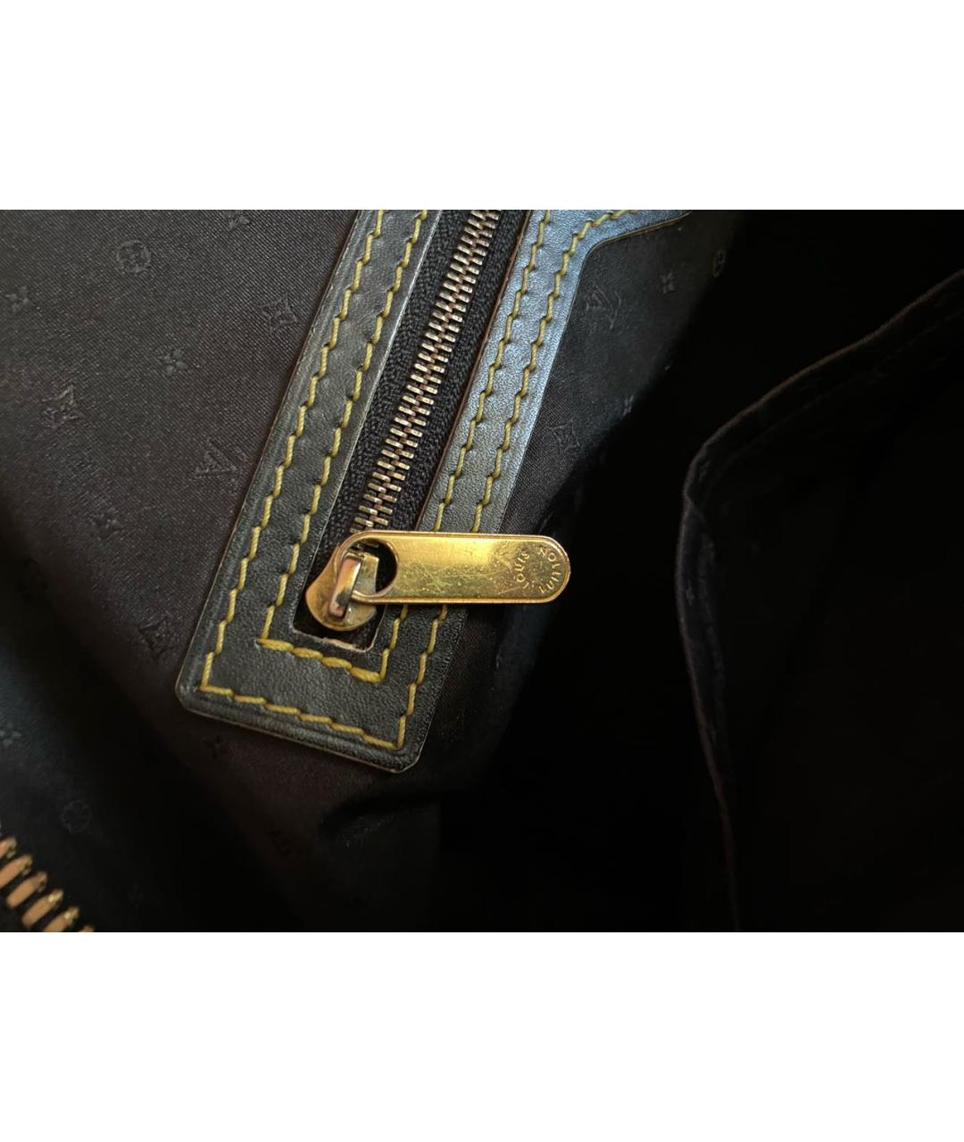 LOUIS VUITTON Черная кожаная сумка с короткими ручками, фото 5