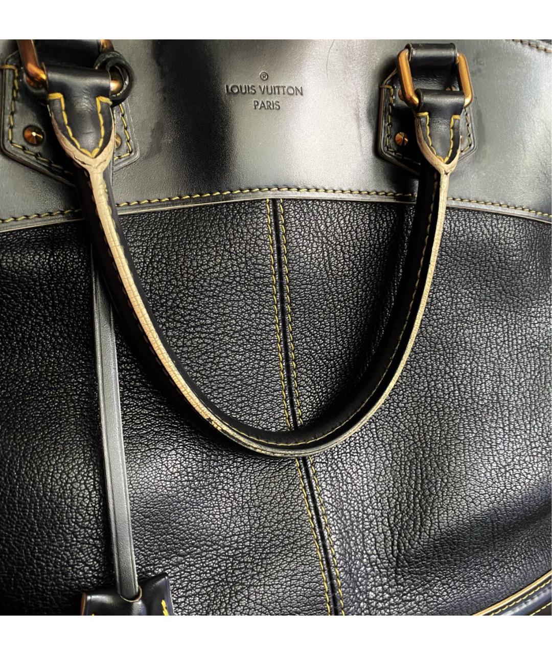 LOUIS VUITTON Черная кожаная сумка с короткими ручками, фото 6