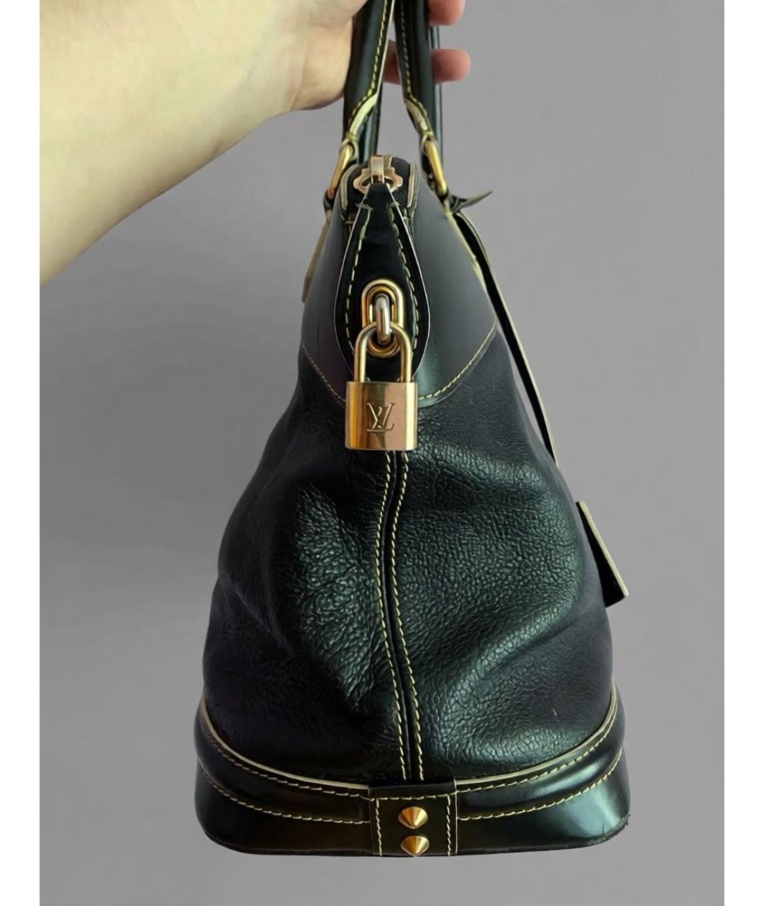 LOUIS VUITTON Черная кожаная сумка с короткими ручками, фото 3