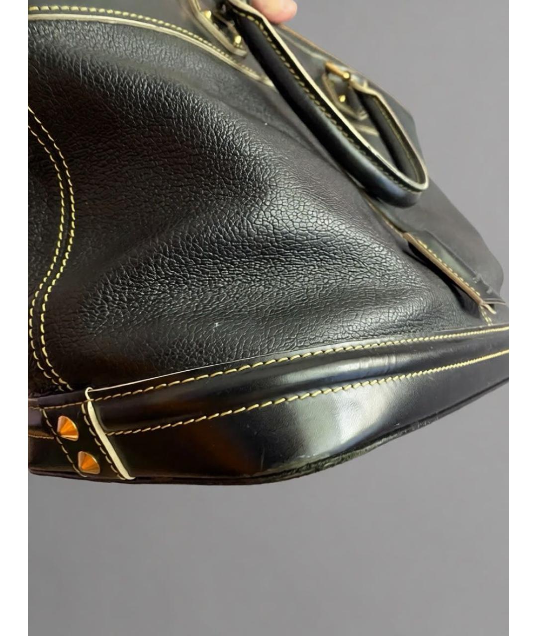 LOUIS VUITTON Черная кожаная сумка с короткими ручками, фото 7
