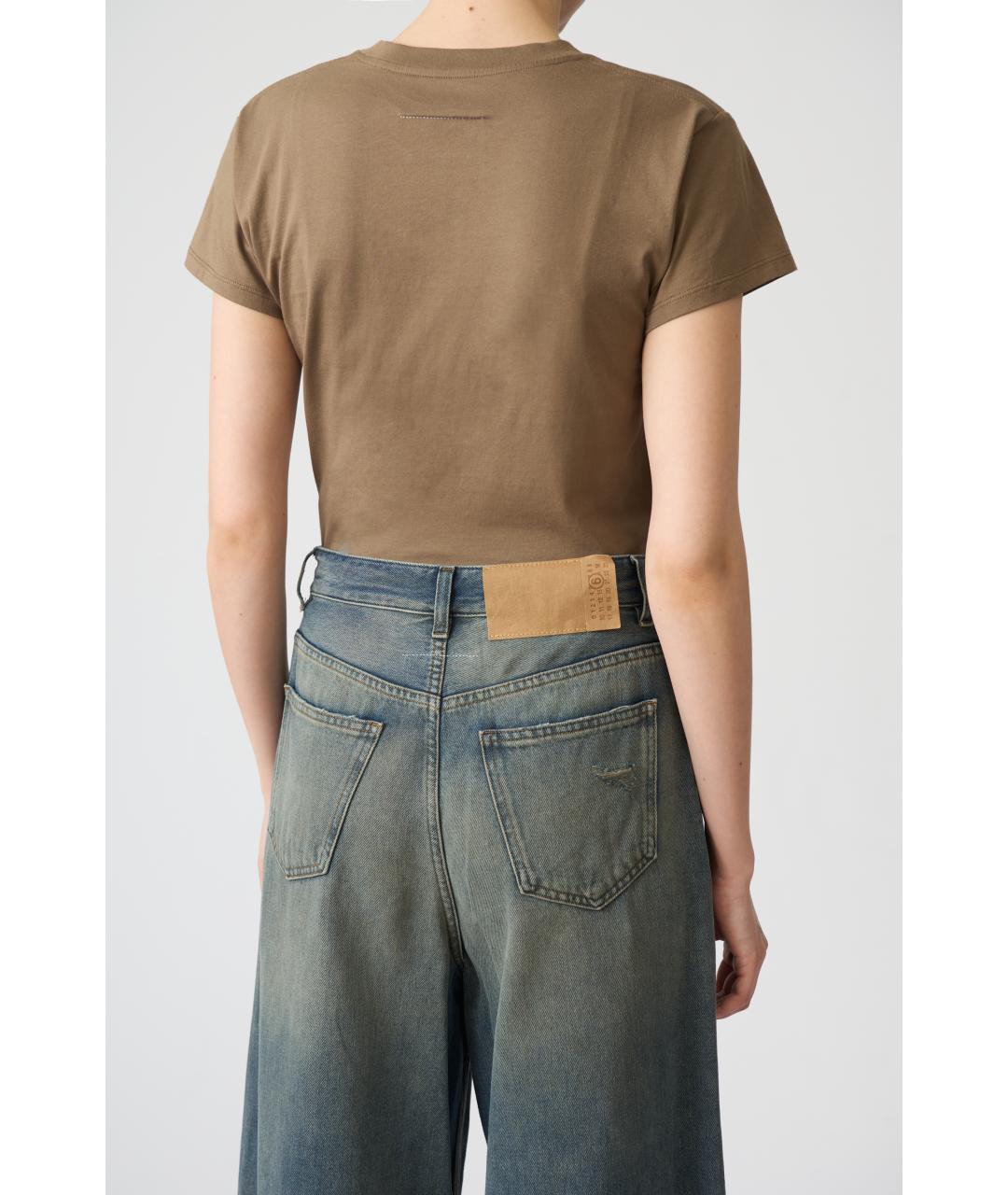 MM6 MAISON MARGIELA Коричневая хлопковая футболка, фото 4