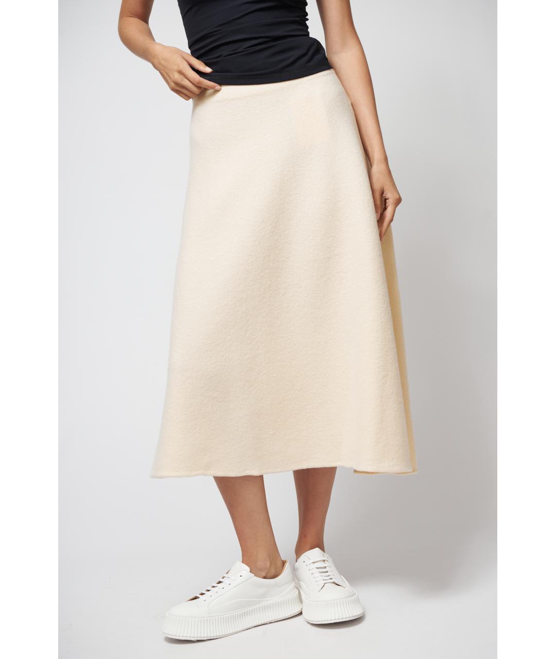 JIL SANDER Белая шерстяная юбка миди, фото 5