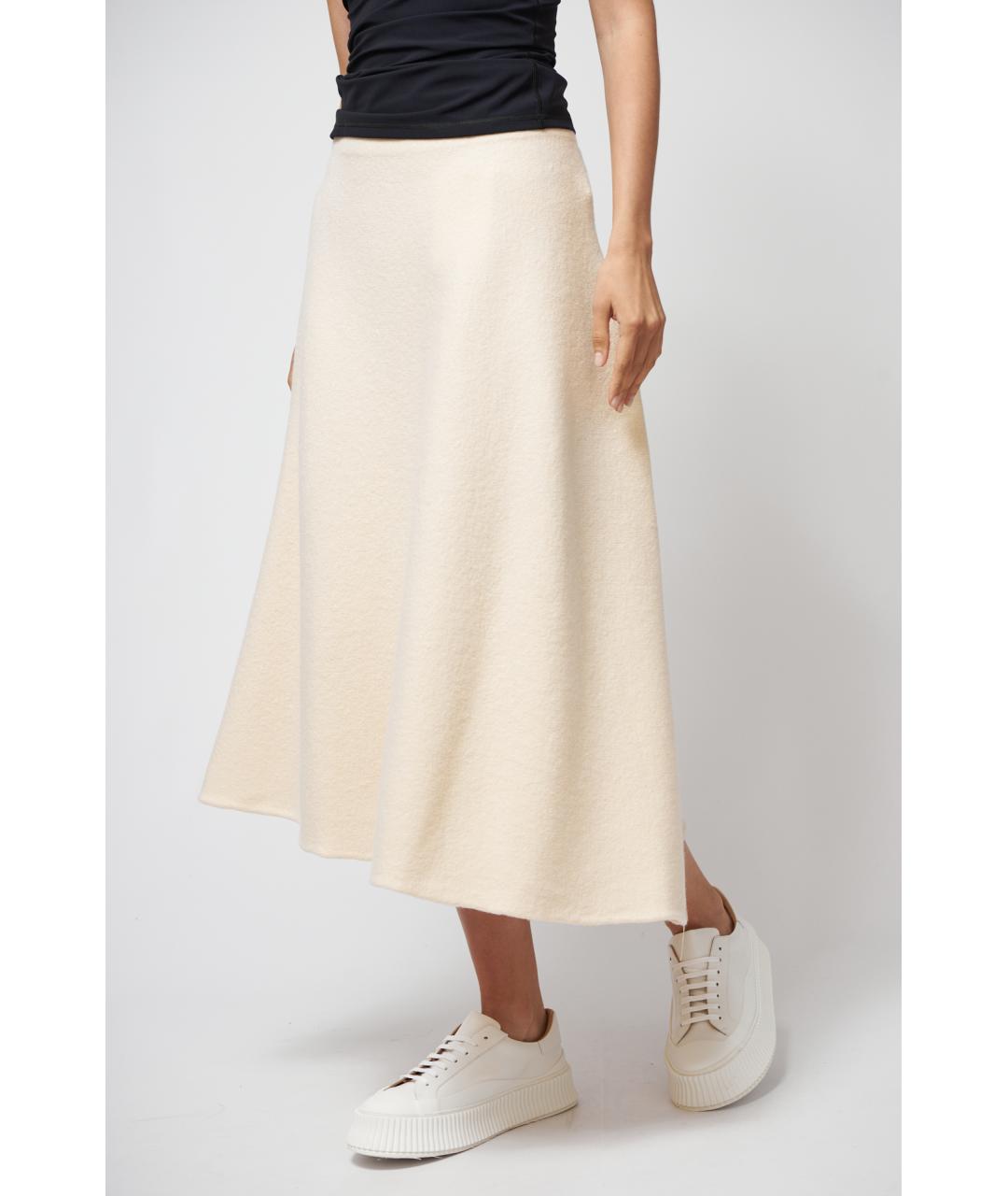 JIL SANDER Белая шерстяная юбка миди, фото 3