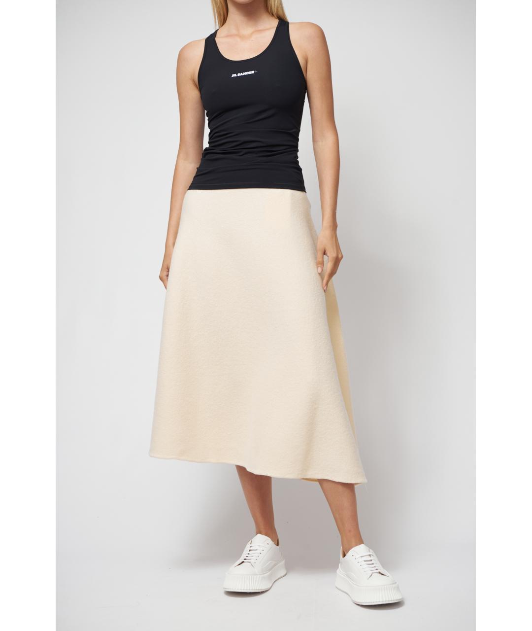 JIL SANDER Белая шерстяная юбка миди, фото 2