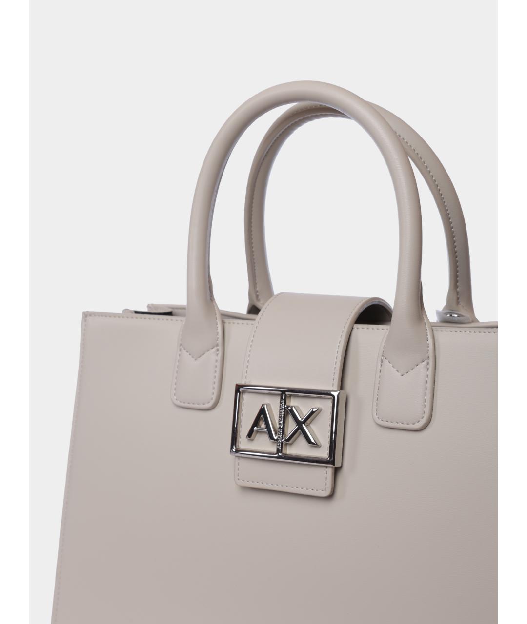 ARMANI EXCHANGE Белая сумка с короткими ручками из искусственной кожи, фото 4