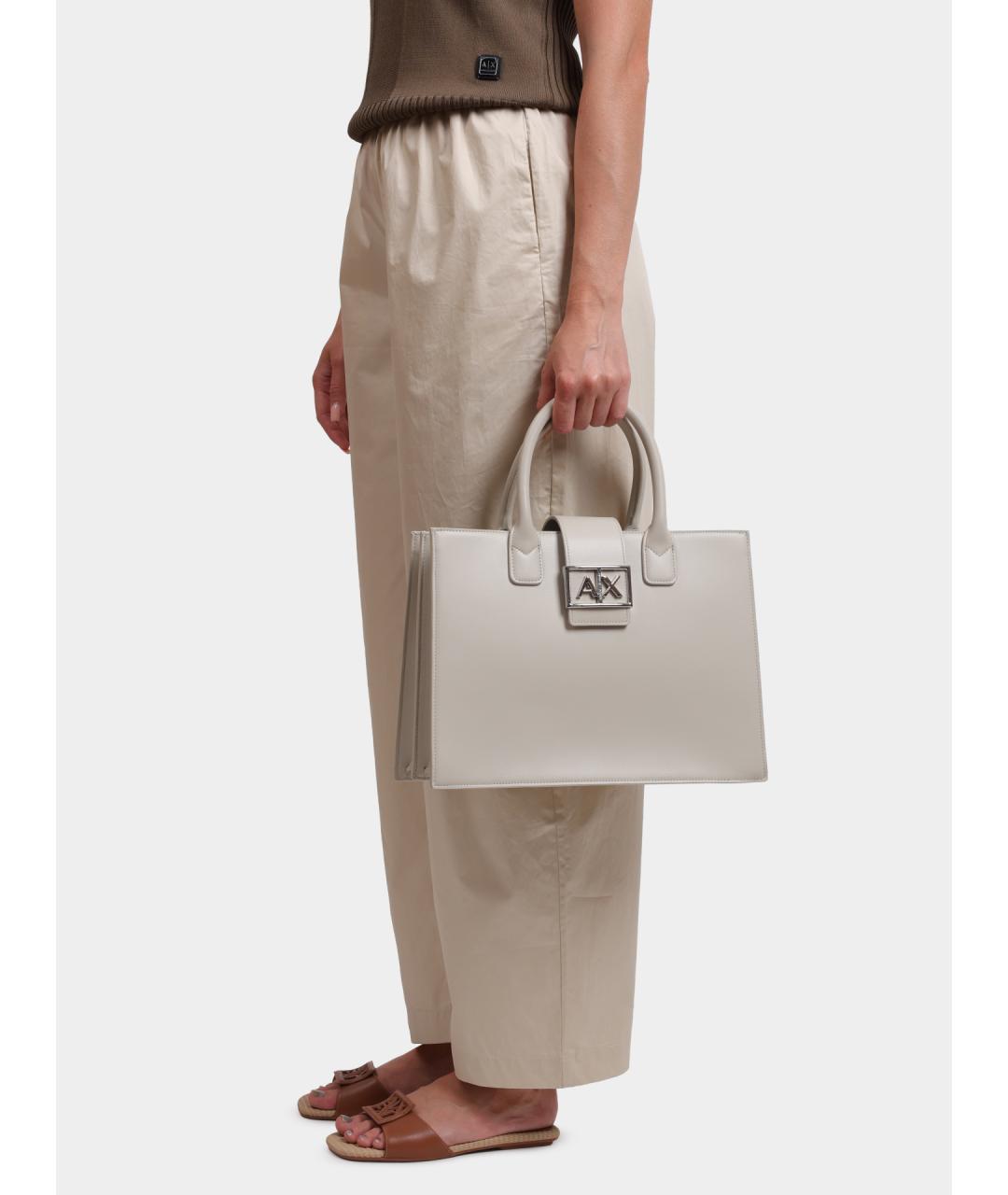ARMANI EXCHANGE Белая сумка с короткими ручками из искусственной кожи, фото 2