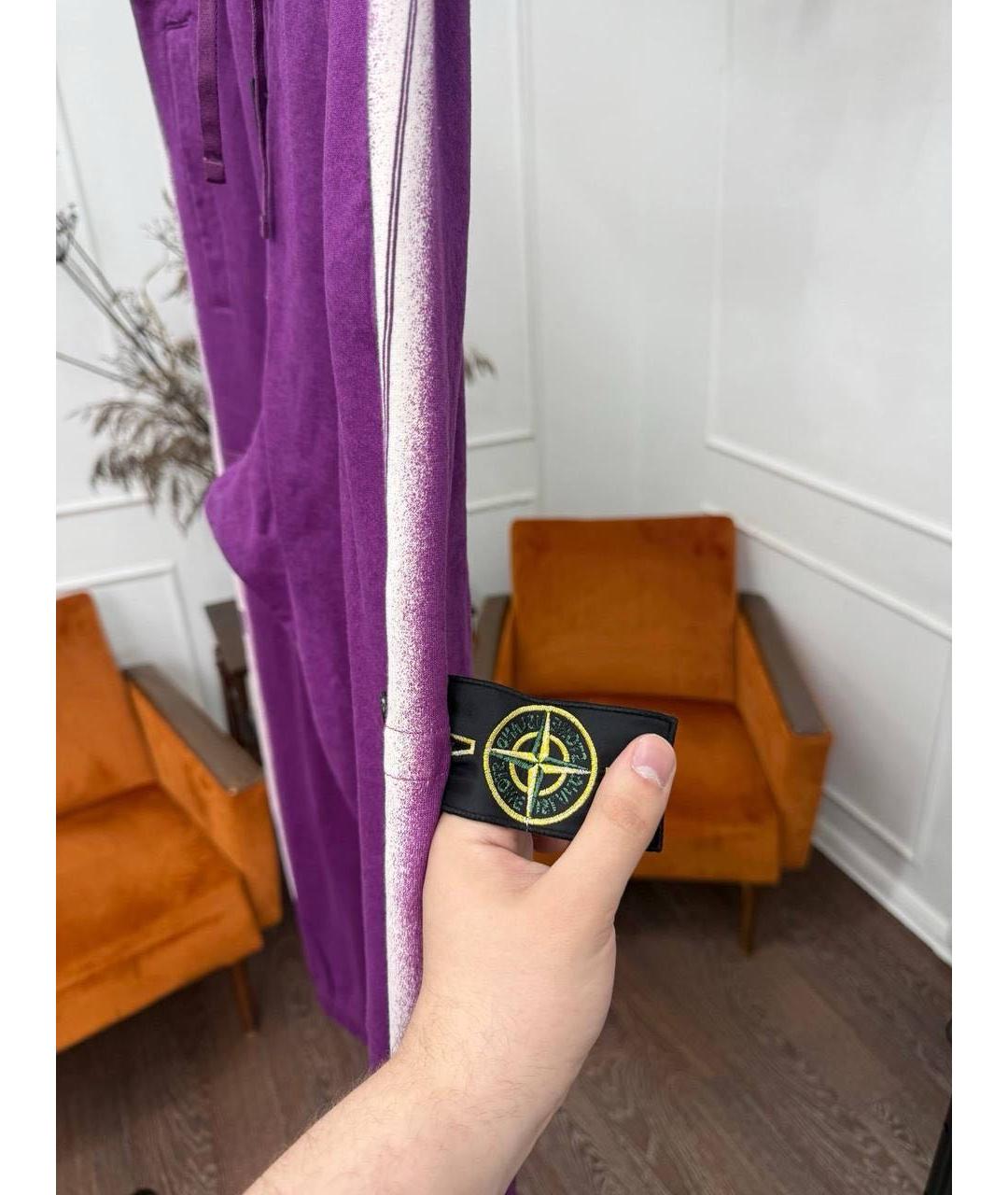 STONE ISLAND Фиолетовые хлопковые повседневные брюки, фото 6