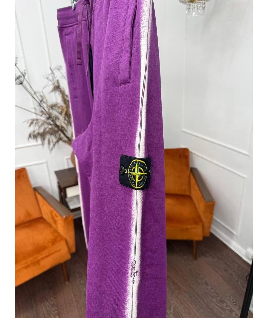 STONE ISLAND Фиолетовые хлопковые повседневные брюки, фото 5