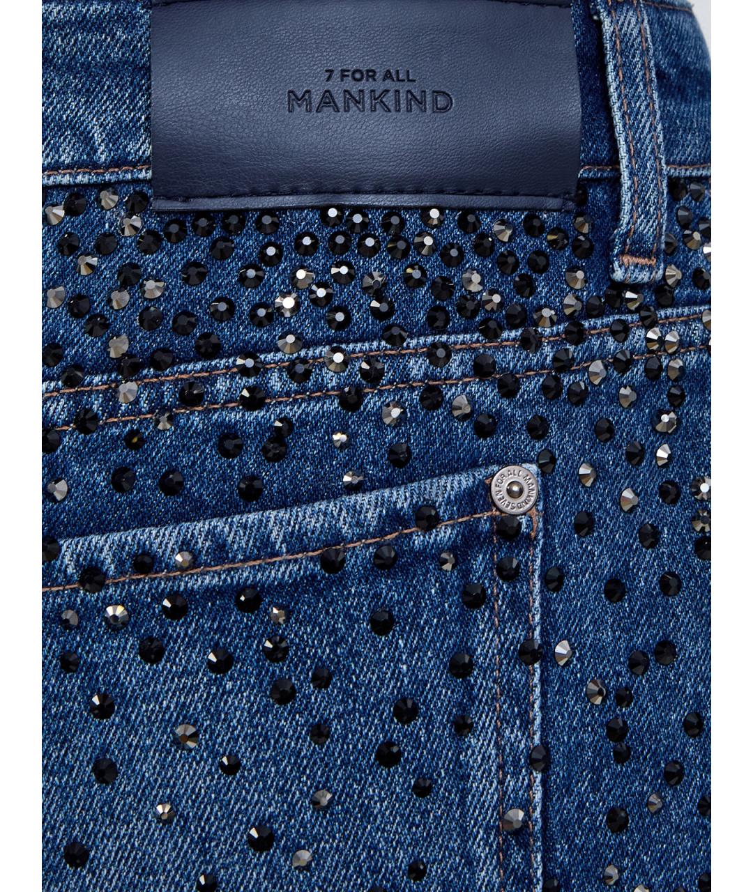 7 FOR ALL MANKIND Синяя хлопковая юбка мини, фото 5