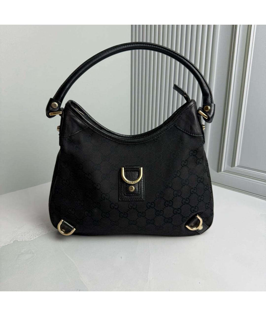 GUCCI Черная тканевая сумка с короткими ручками, фото 9
