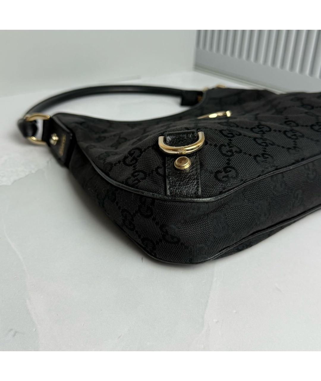 GUCCI Черная тканевая сумка с короткими ручками, фото 5