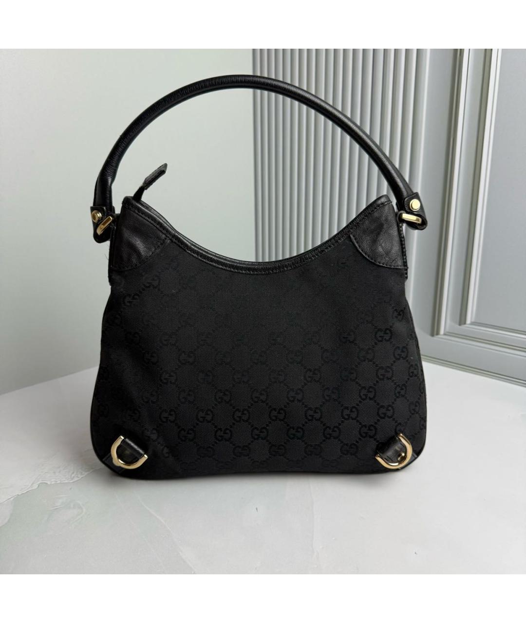 GUCCI Черная тканевая сумка с короткими ручками, фото 2