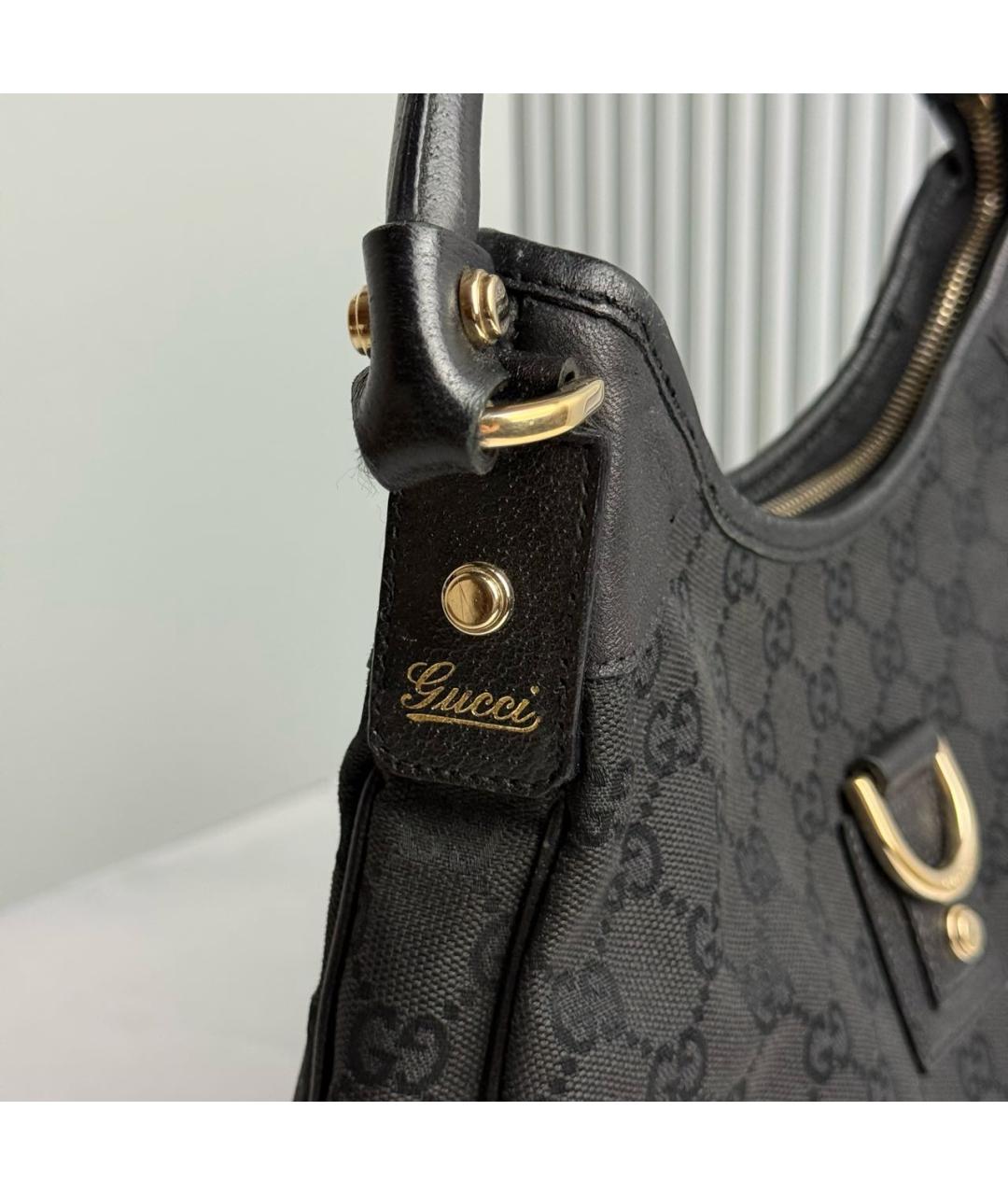 GUCCI Черная тканевая сумка с короткими ручками, фото 7