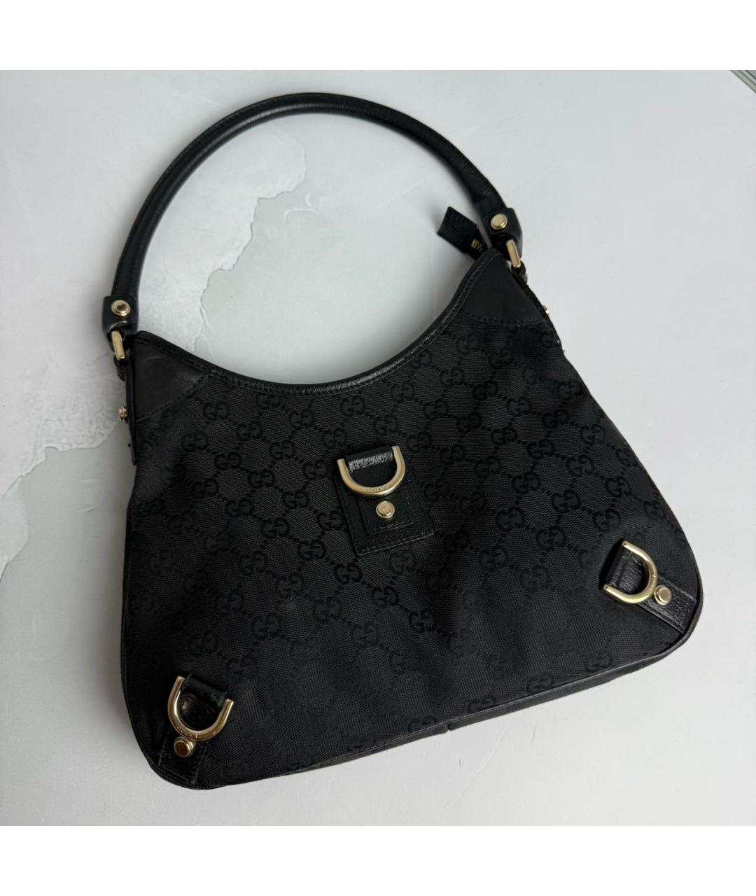 GUCCI Черная тканевая сумка с короткими ручками, фото 3