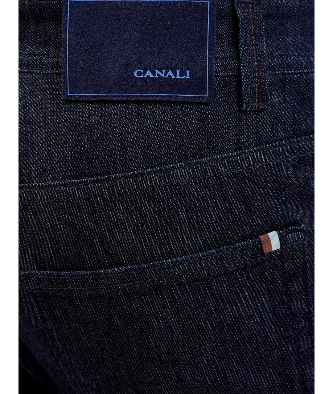CANALI Темно-синие хлопковые джинсы скинни, фото 5
