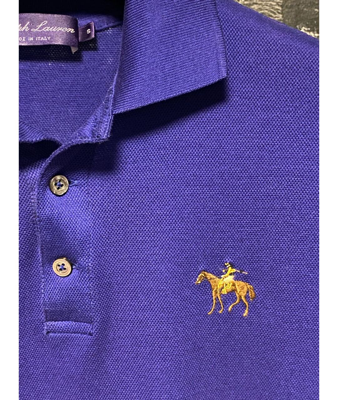 RALPH LAUREN PURPLE LABEL Синее хлопковое поло с коротким рукавом, фото 3