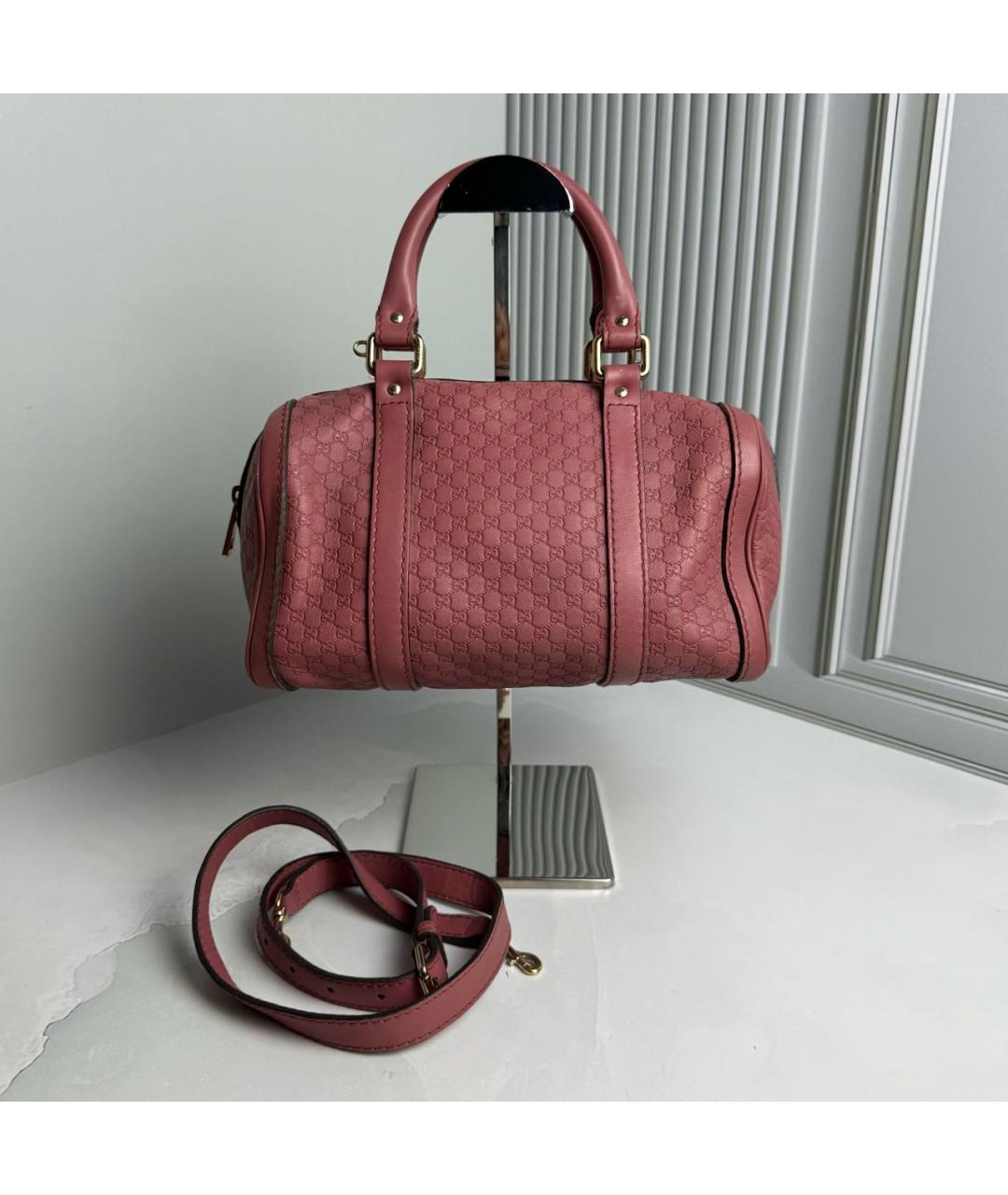 GUCCI Розовая кожаная сумка с короткими ручками, фото 2