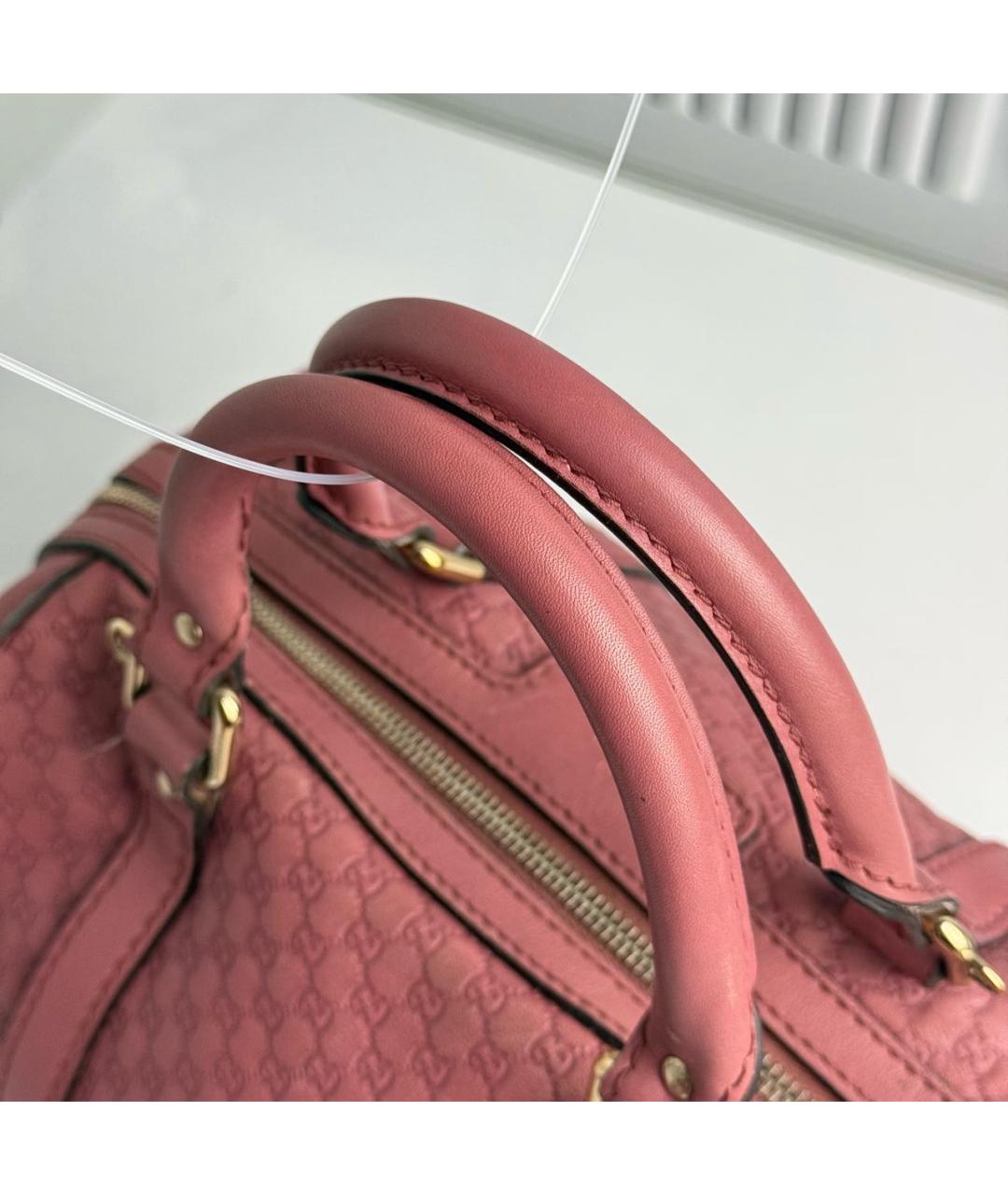 GUCCI Розовая кожаная сумка с короткими ручками, фото 6