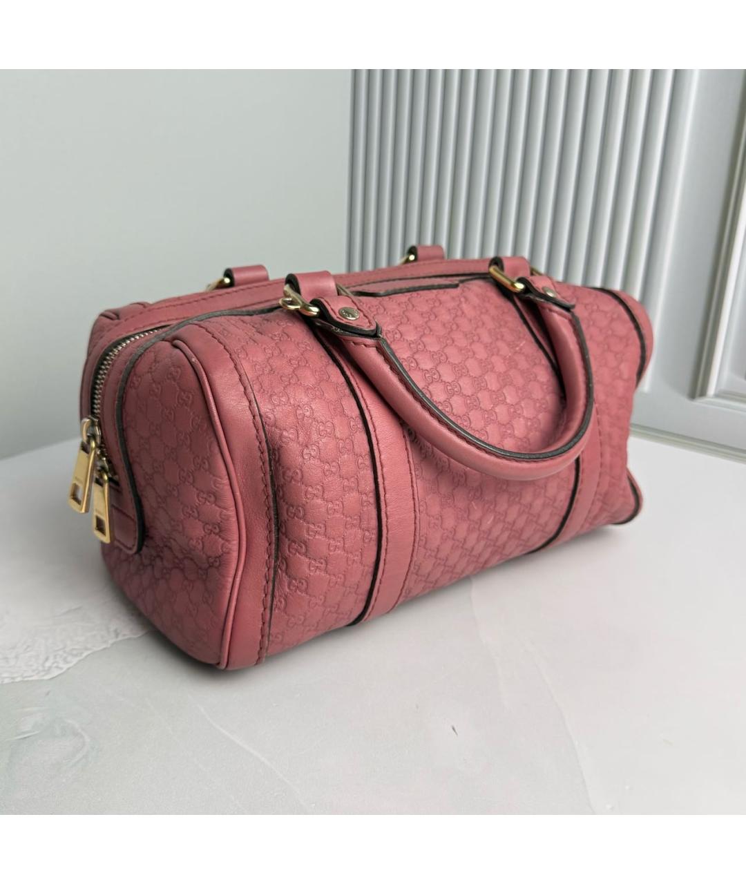 GUCCI Розовая кожаная сумка с короткими ручками, фото 9
