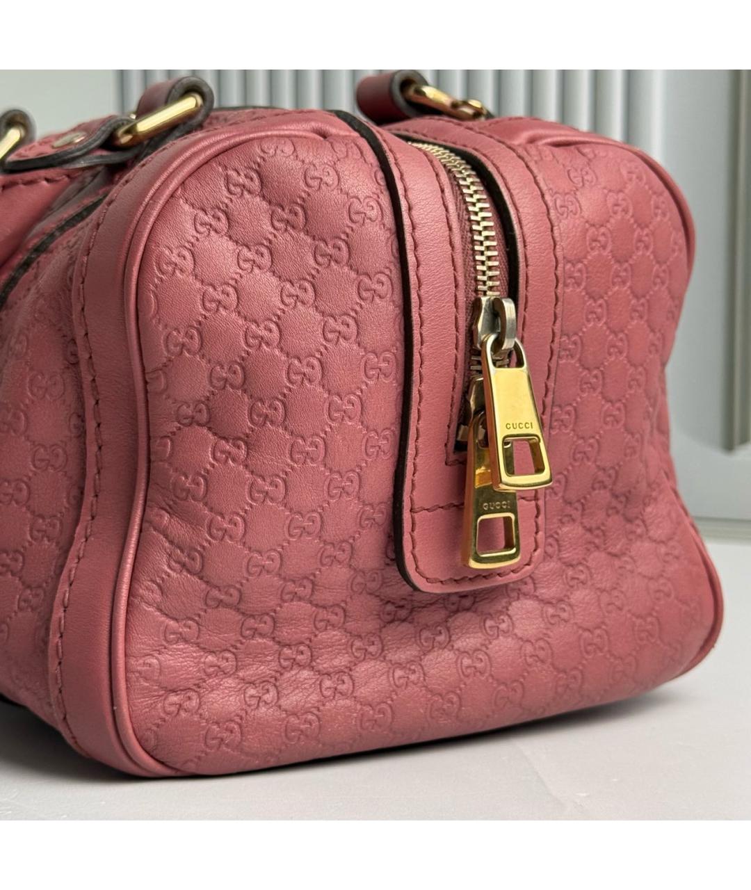 GUCCI Розовая кожаная сумка с короткими ручками, фото 7