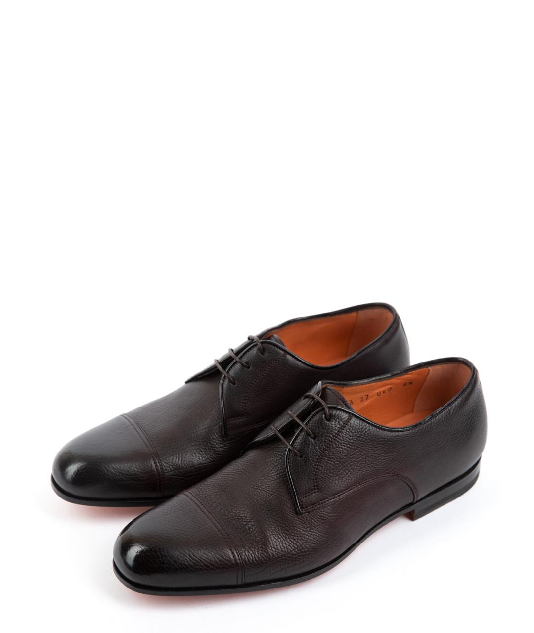 SANTONI Бордовые кожаные низкие ботинки, фото 2