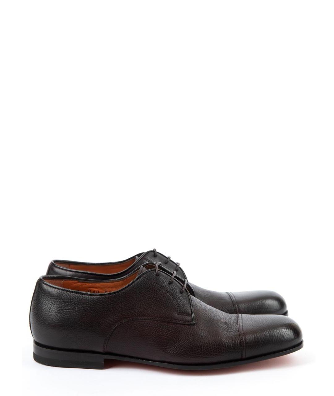 SANTONI Бордовые кожаные низкие ботинки, фото 1