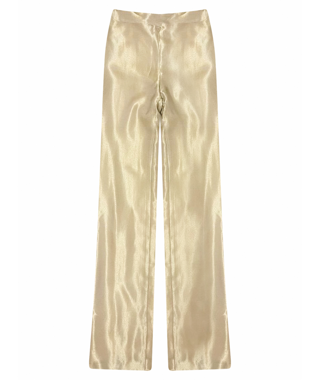 MUGLER Золотые шелковые прямые брюки, фото 1