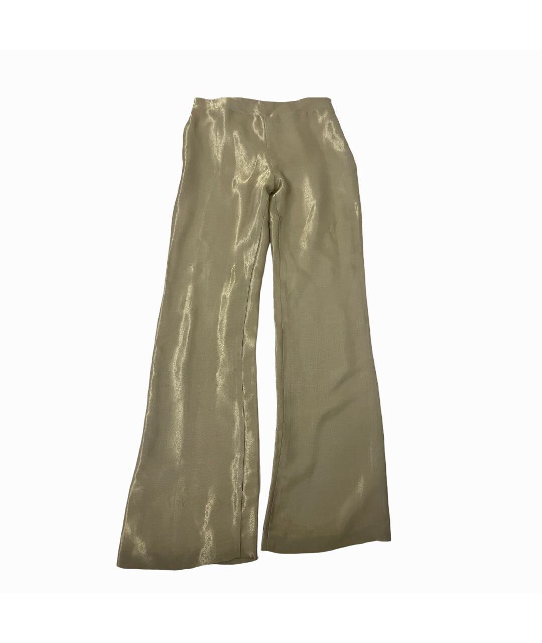 MUGLER Золотые шелковые прямые брюки, фото 2