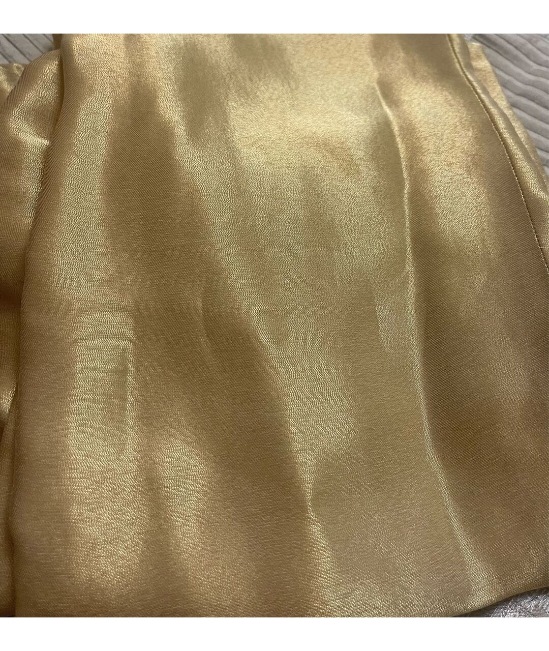 MUGLER Золотые шелковые прямые брюки, фото 4