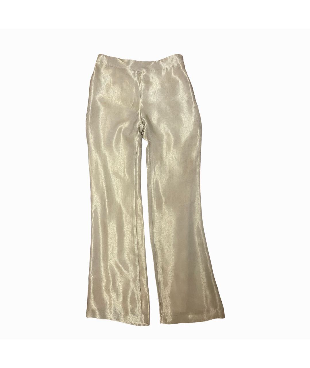 MUGLER Золотые шелковые прямые брюки, фото 8