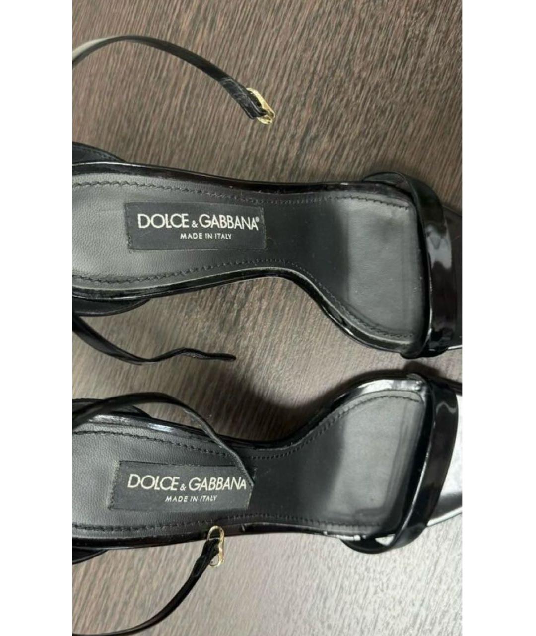 DOLCE&GABBANA Черные босоножки из лакированной кожи, фото 2