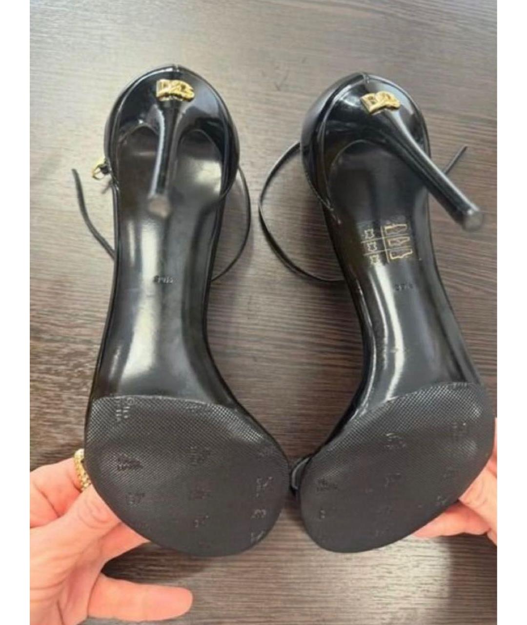 DOLCE&GABBANA Черные босоножки из лакированной кожи, фото 5