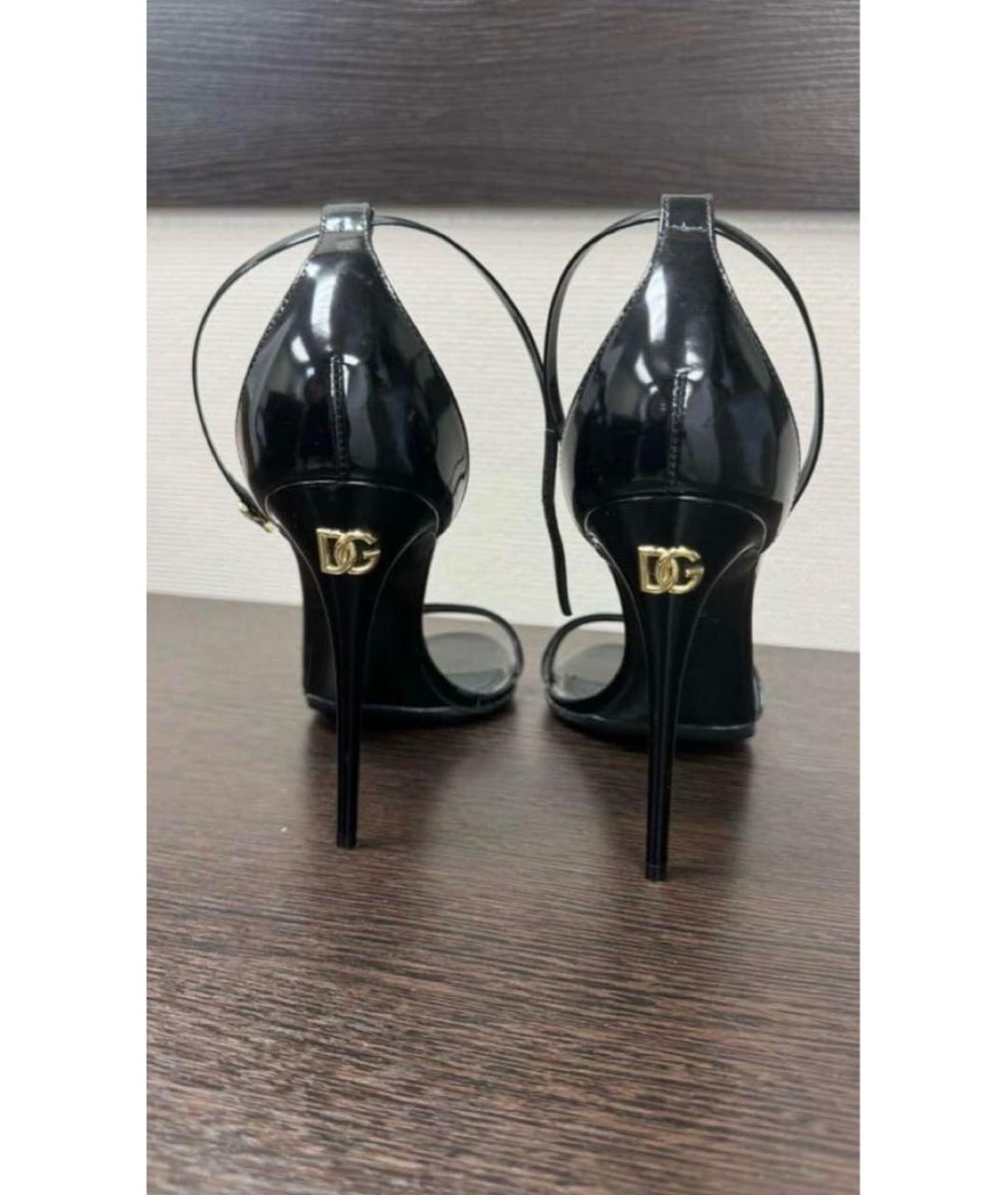 DOLCE&GABBANA Черные босоножки из лакированной кожи, фото 4