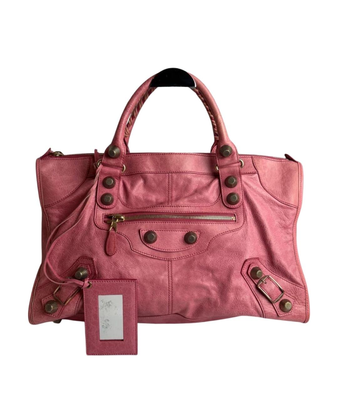 BALENCIAGA Розовая кожаная сумка с короткими ручками, фото 1