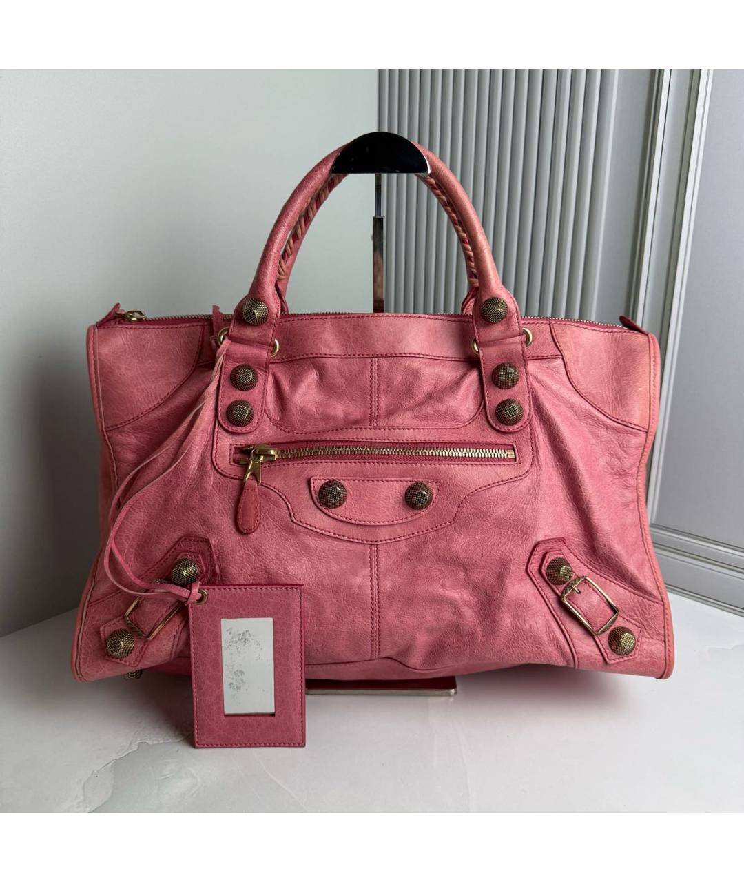 BALENCIAGA Розовая кожаная сумка с короткими ручками, фото 9
