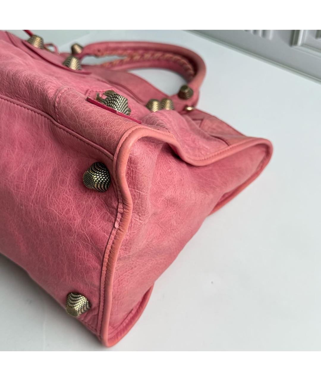 BALENCIAGA Розовая кожаная сумка с короткими ручками, фото 4