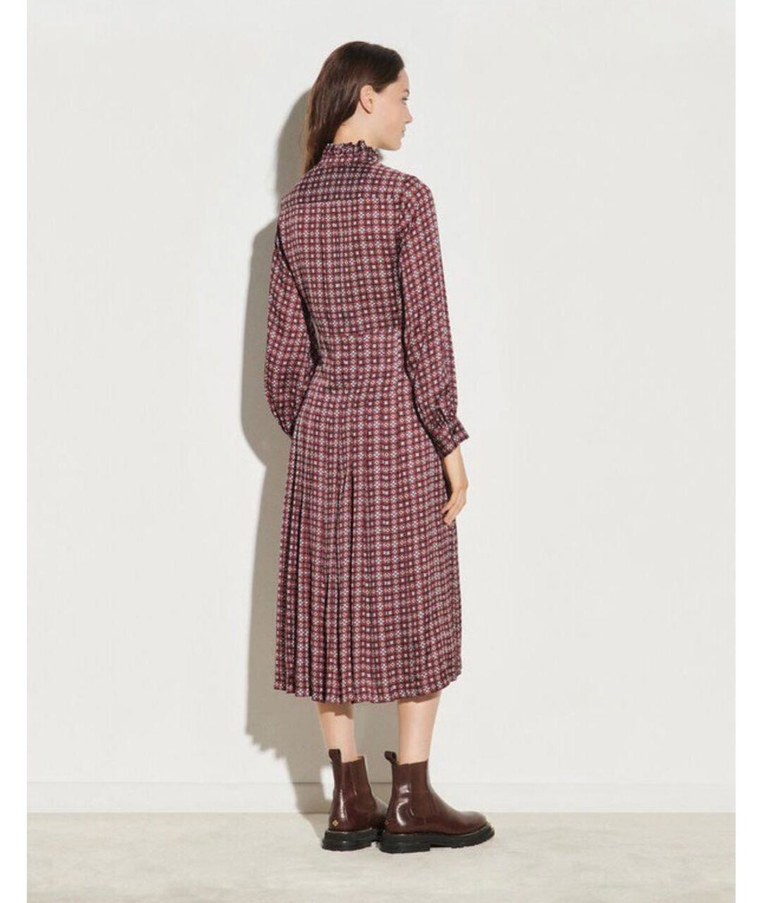 SANDRO Бордовое вискозное повседневное платье, фото 3