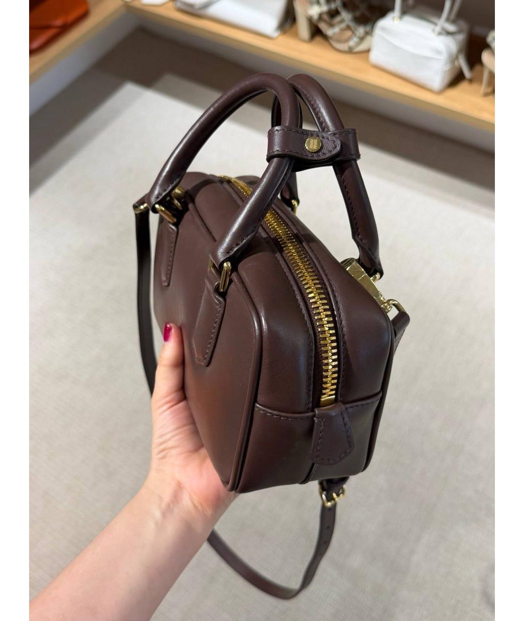 MIU MIU Коричневая кожаная сумка с короткими ручками, фото 7