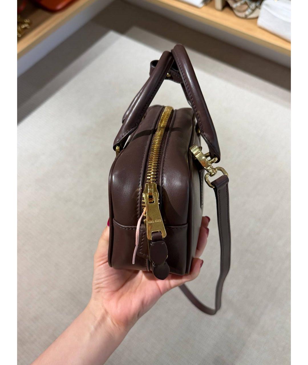 MIU MIU Коричневая кожаная сумка с короткими ручками, фото 6